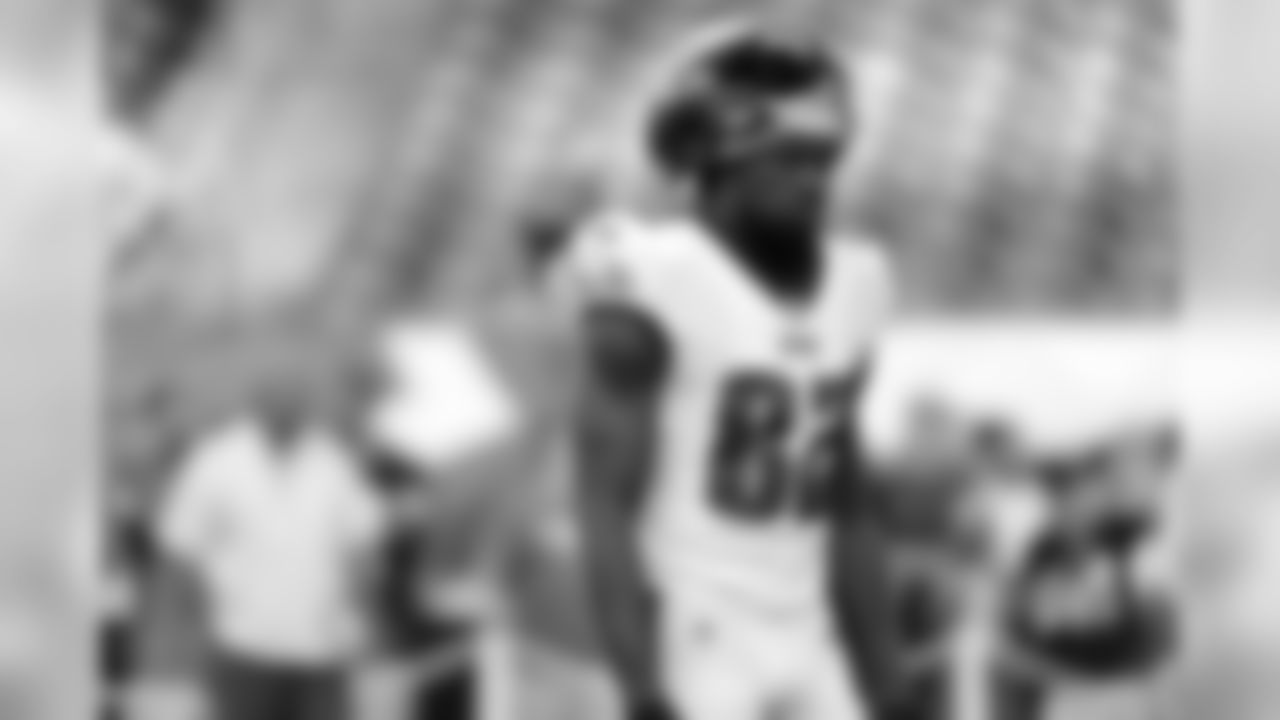 Philadelphia Eagles' Torrey Smith warms up before a preseason NFL football game against the Miami Dolphins, Thursday, Aug. 24, 2017, in Philadelphia. (AP Photo/Michael Perez)
