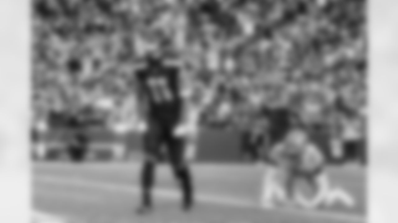 Seahawks wide receiver Jaxon Smith-Njigba (11) celebrates a big play during the preseason Week 2 matchup vs the Dallas Cowboys at Lumen Field in Seattle, Wash.