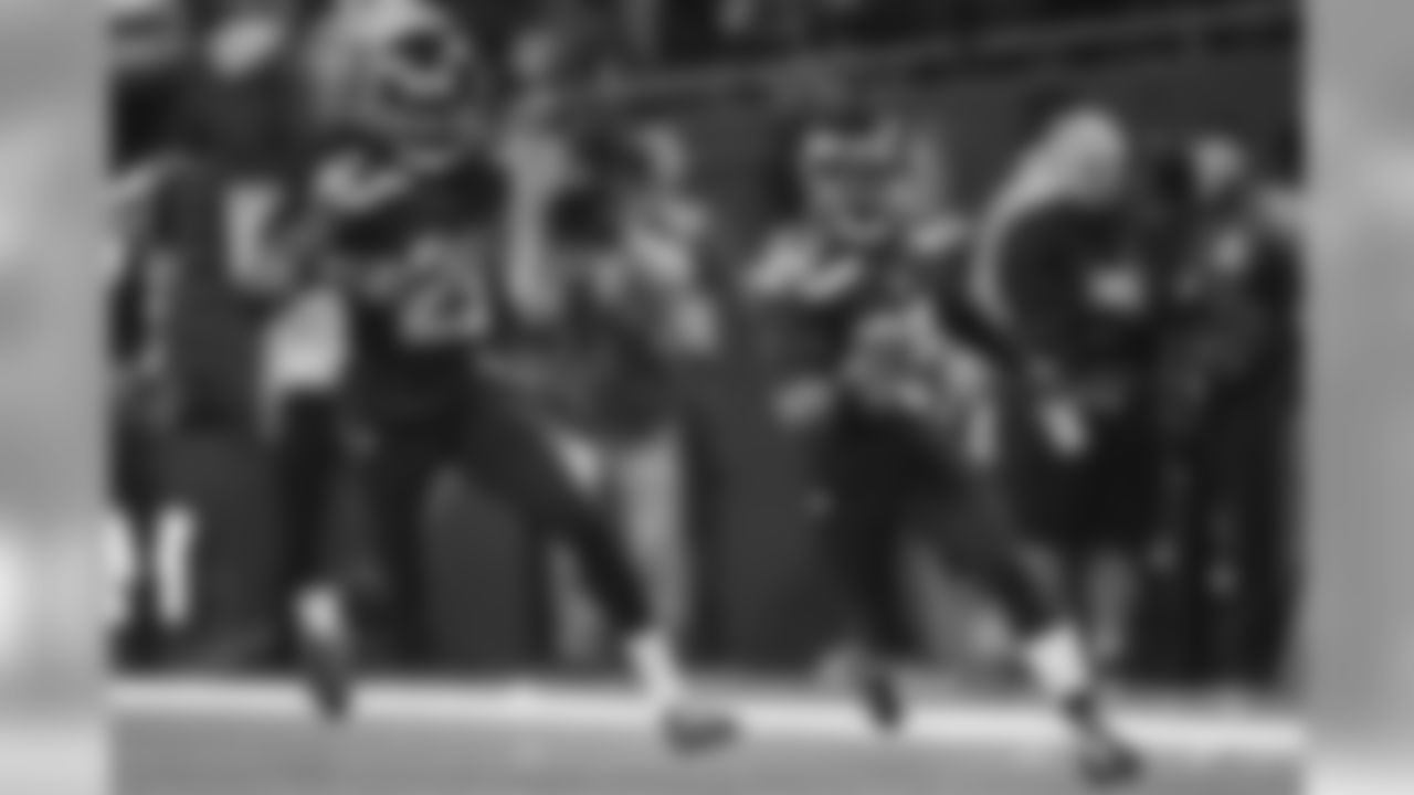 Seattle's Earl Thomas, accompanied by teammate Richard Sherman, returns what he and the Seahawks defense thought was a fumble but upon replay was reversed to an incomplete pass.