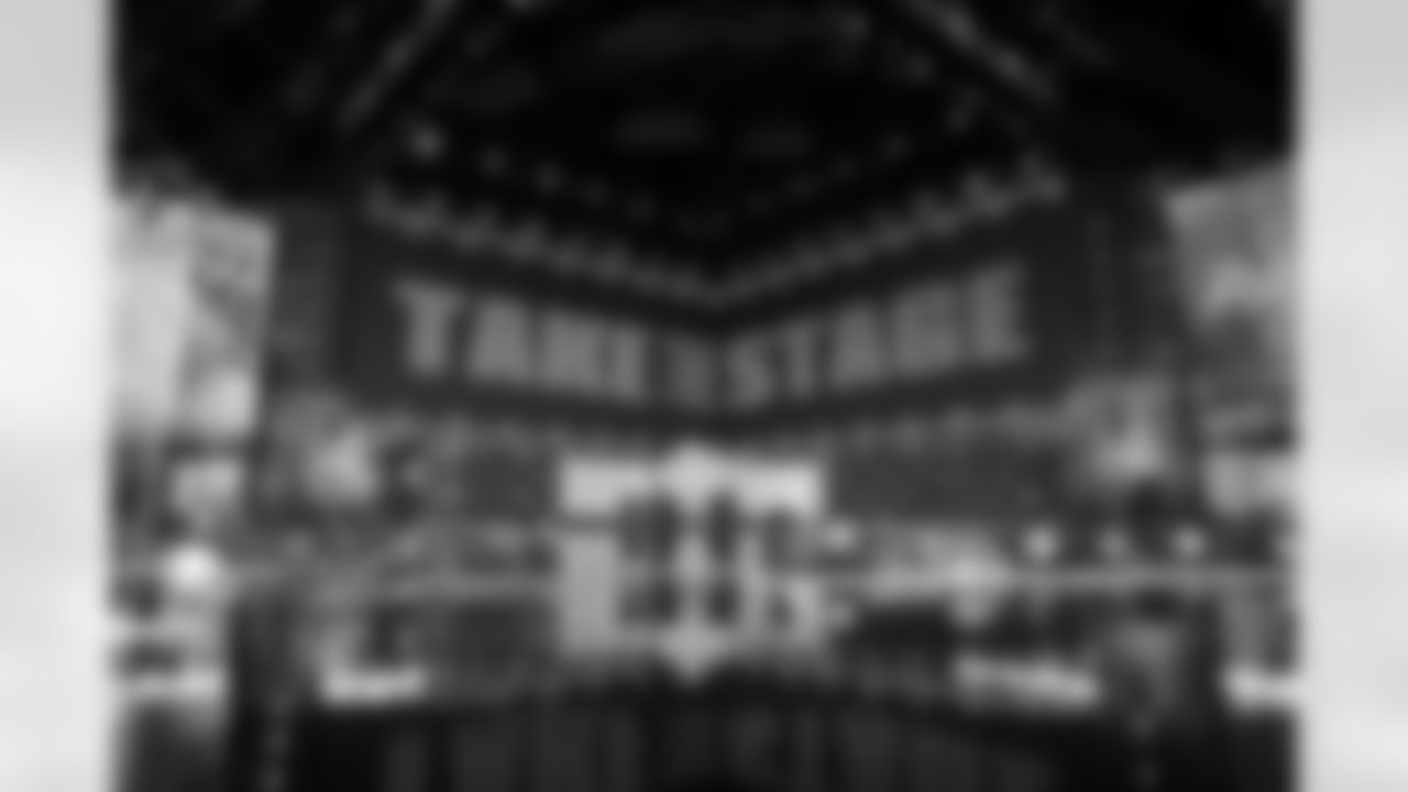 A general view of the draft stage on Day 2 during the 2021 NFL Draft on Friday, April 30, 2021 in Cleveland, Ohio. (Ben Liebenberg/NFL)