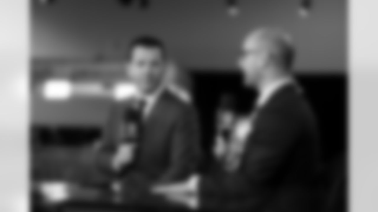 NFL Network's Ian Rapport is seen on set during a press conference on Wednesday, March 1, 2023 in Indianapolis, Indiana. (Lauren Bacho/NFL)