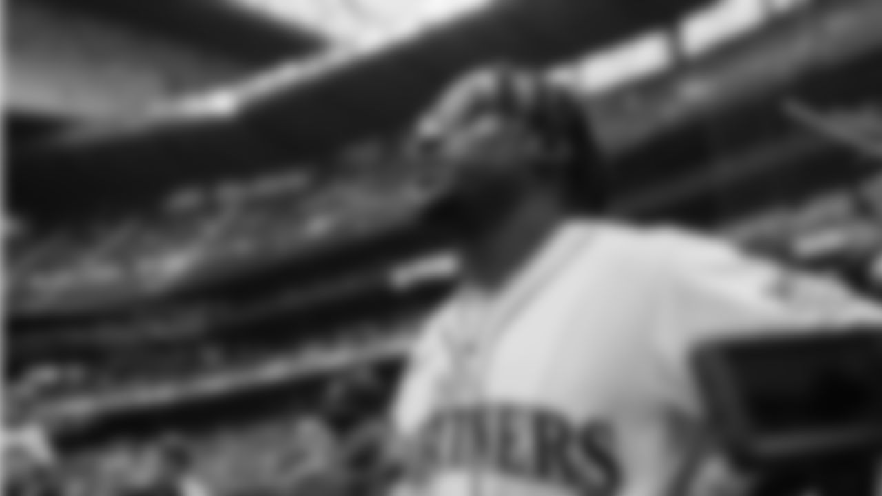 Seahawks cornerback Tariq Woolen throws out the ceremonial first pitch prior to a Mariners game at T-Mobile Park on April 23, 2023.