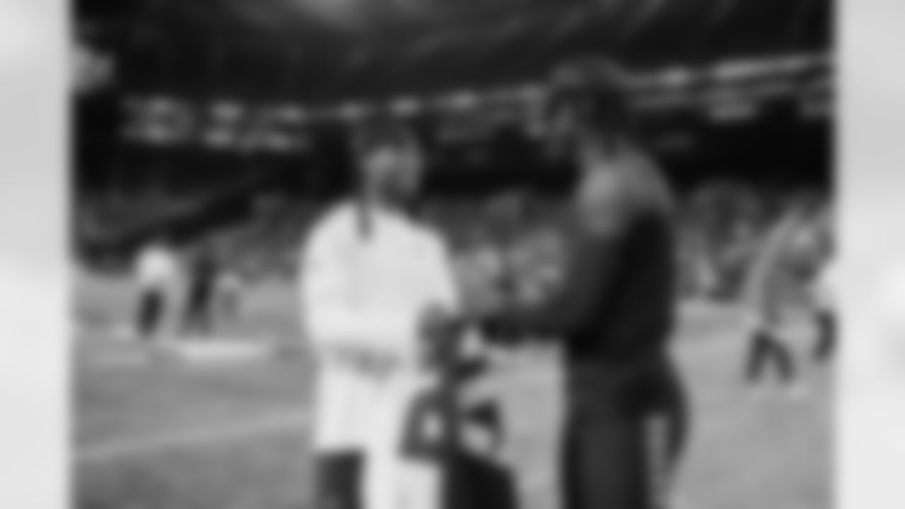Seahawks cornerback Riq Woolen (27) exchanges jerseys with Cowboys cornerback Stephon Gilmore after a preseason game at Lumen Field in Seattle, Wash. on August 19, 2023.