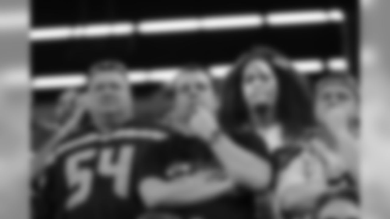 Seahawks fans in the stands at the Georgia Dome show concern as the clock runs in the second half.