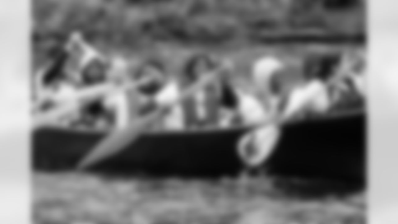 Seahawks rookies team up with the Muckleshoot Tribe for canoe rides on Lake Washington on June 13, 2023.