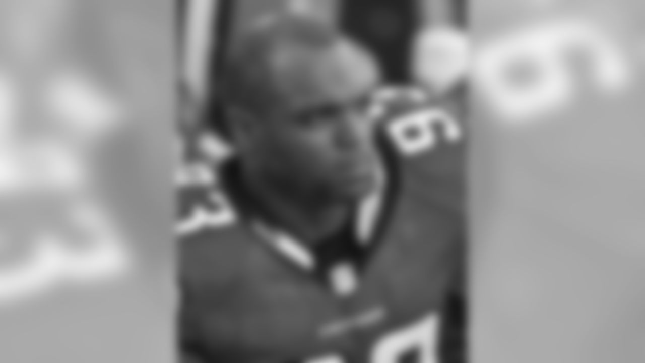 Atlanta Falcons defensive end Dwight Freeney sits on the sidelines in the first half of an NFL preseason football game against the Cleveland Browns, Thursday, Aug. 18, 2016, in Cleveland. (AP Photo/David Richard)