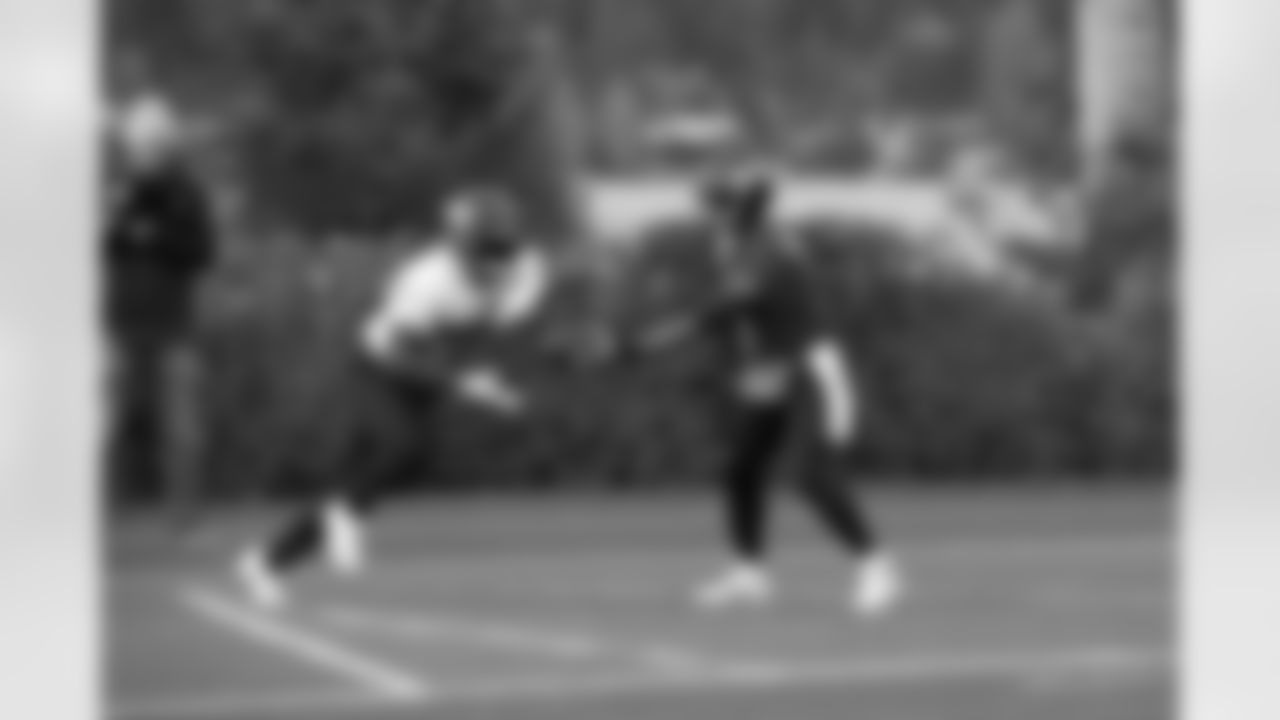 Seahawks players practice at the Virginia Mason Athletic Center in Renton on November 8, 2021.