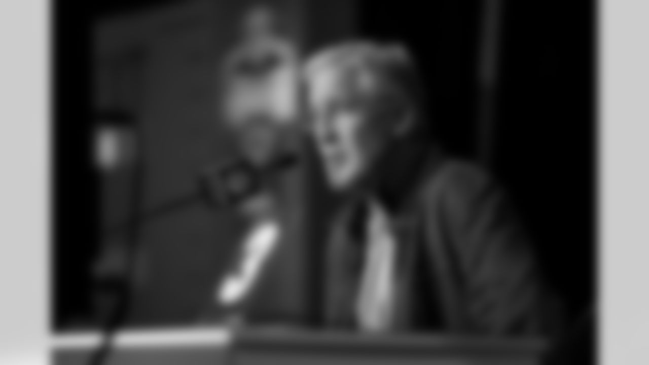 Seattle Seahawks head coach Pete Carroll speaks at a press conference on Wednesday, Mar. 2, 2022 in Indianapolis. (Kevin Sabitus/NFL)