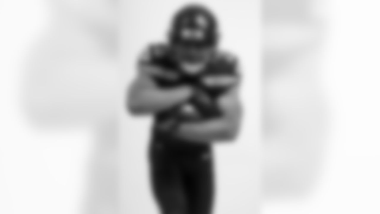 Seattle Seahawks running back Zach Charbonnet (26) poses for a portrait during the NFLPA Rookie Premiere on Saturday, May 20, 2023 Los Angeles. (Ben Liebenberg/NFL)