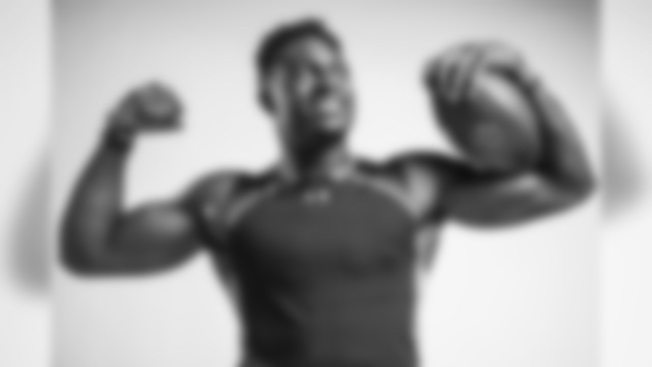 Portrait of Mississippi wide receiver D.K. Metcalf at the NFL football scouting combine, Friday, March 1, 2019, in Indianapolis. (Todd Rosenberg via AP)