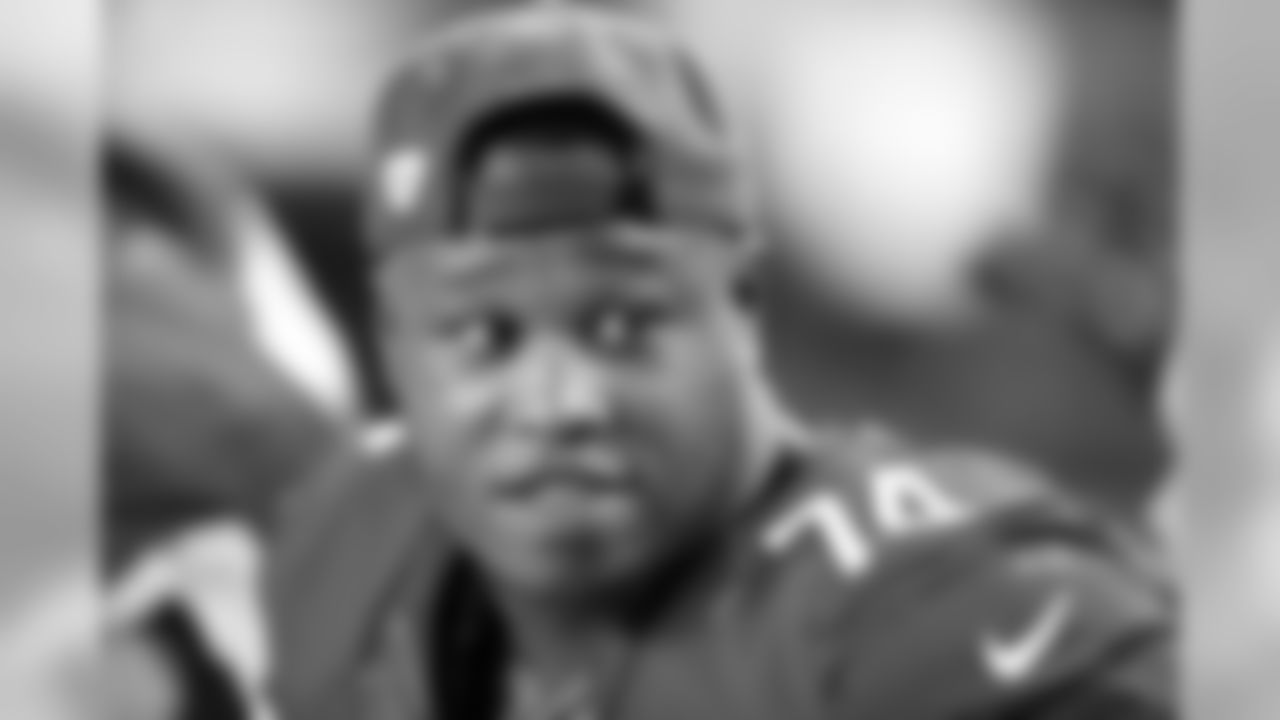 Arizona Cardinals offensive tackle D.J. Humphries (74) talks on the sideline during the 2016 NFL preseason football game against the Oakland Raiders on Friday, Aug. 12, 2016 in Glendale, Ariz. The Raiders won the game 31-10. (Paul Spinelli via AP)