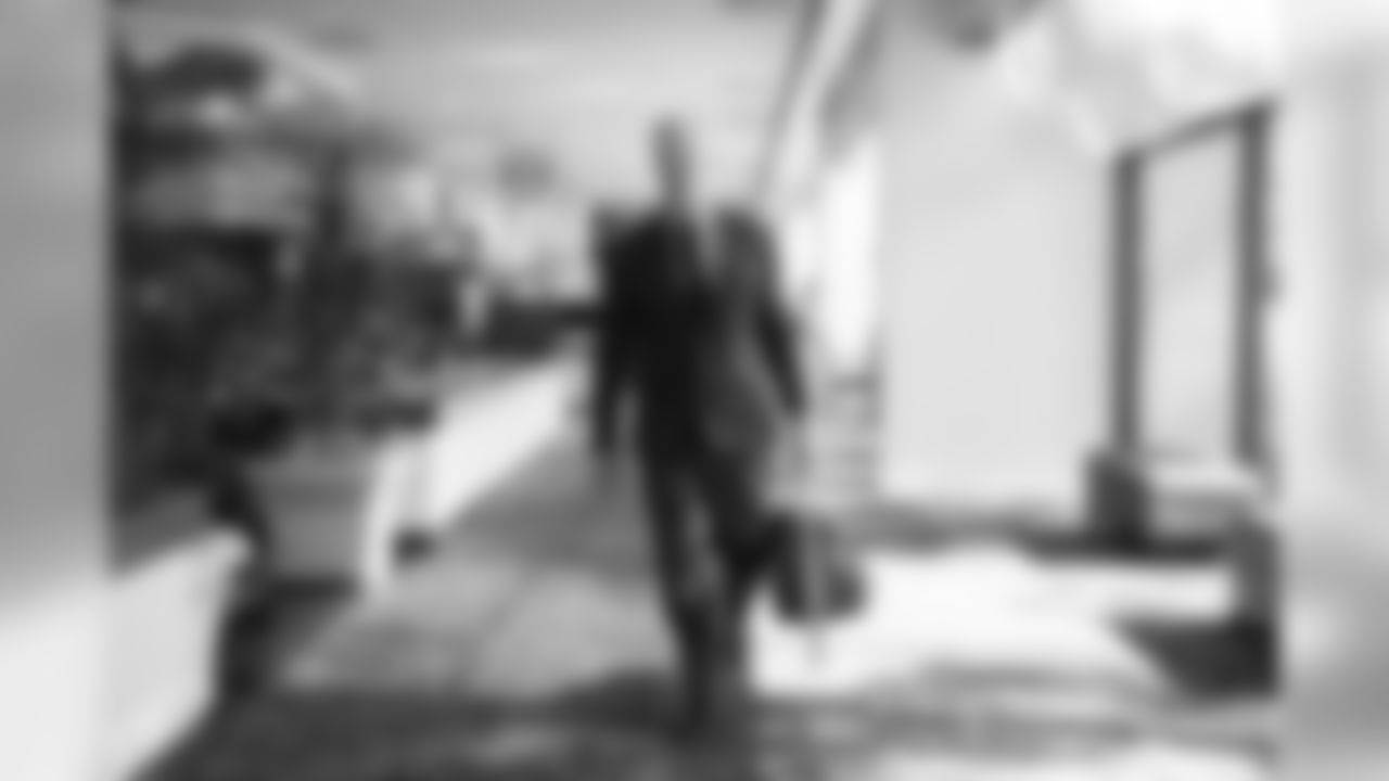 Two hours later, punter Jon Ryan, nattily attired in a suit, makes his way to the team buses for the trip to Levi's Stadium.