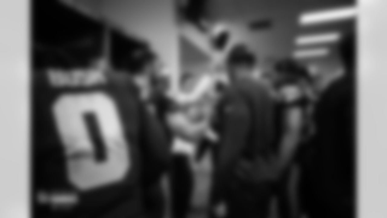 The Seahawks in the locker room at halftime during their matchup against the Minnesota Vikings.