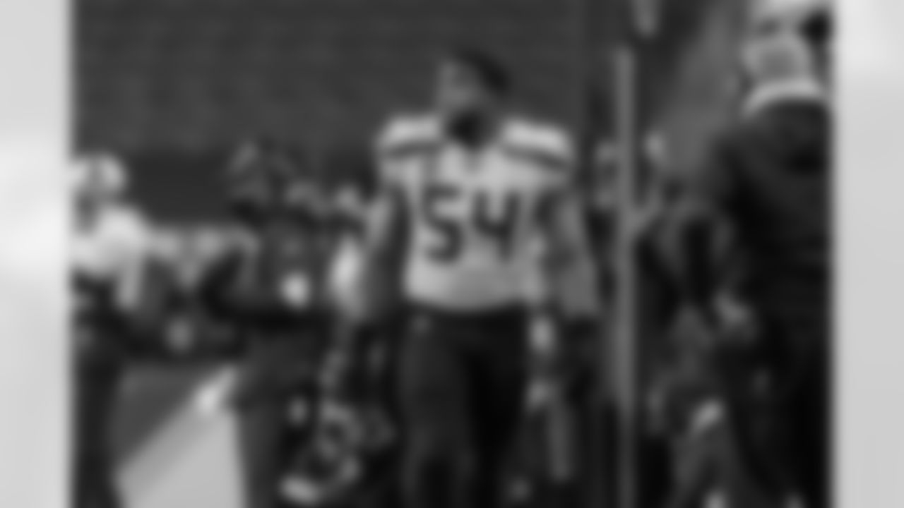 Seahawks linebacker Bobby Wagner stalks the sidelines between series.