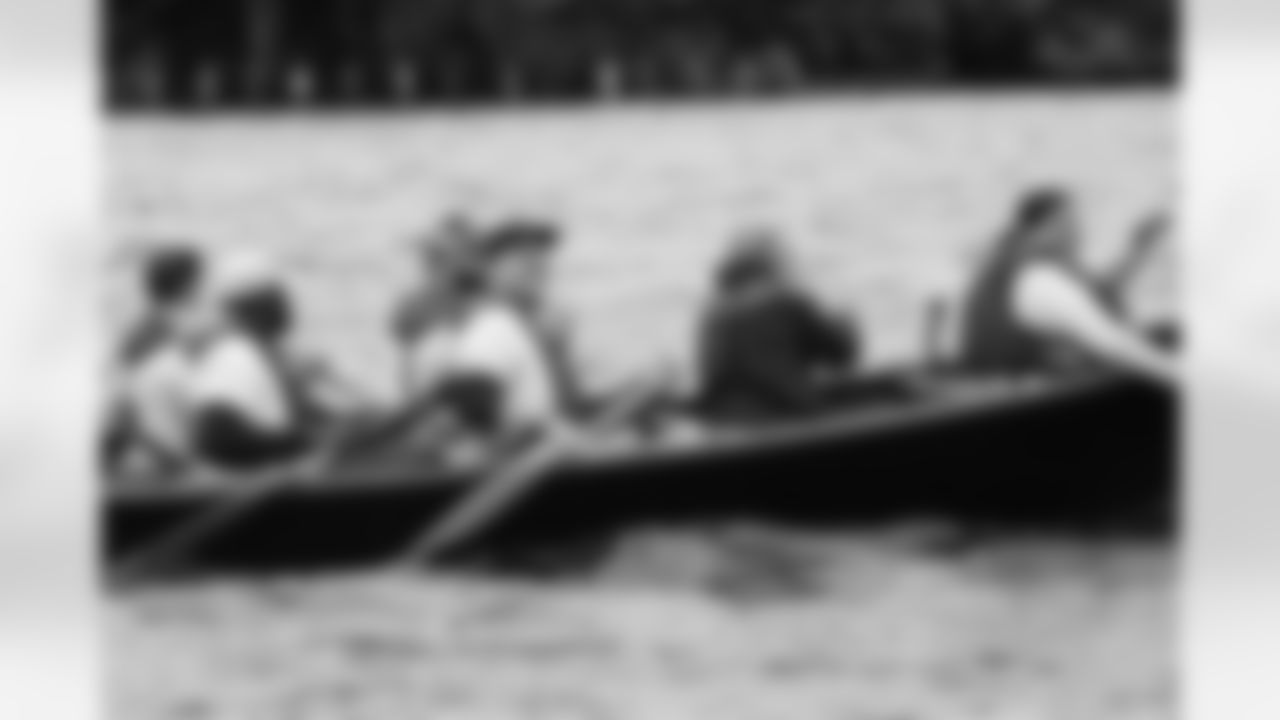 Seahawks rookies team up with the Muckleshoot Tribe for canoe rides on Lake Washington on June 13, 2023.