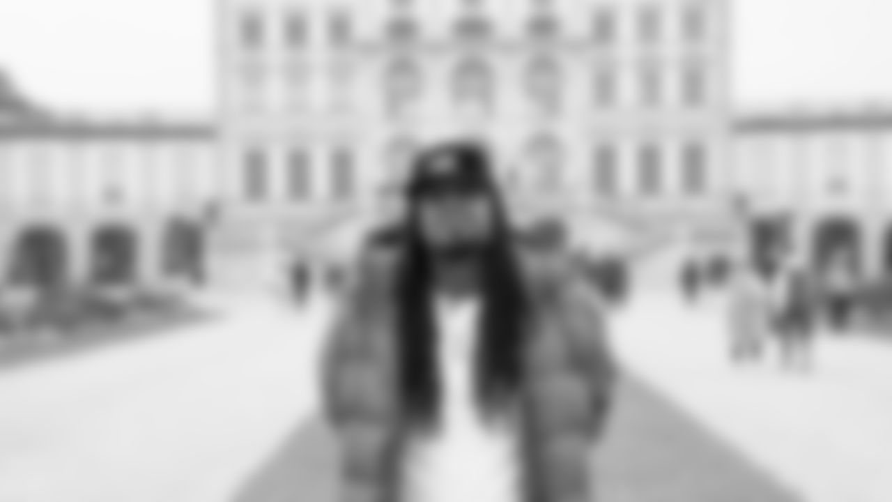 Marshawn Lynch tours Munich Germany in advance of the Seattle Seahawks' International Game, taking place during the 2022 season.