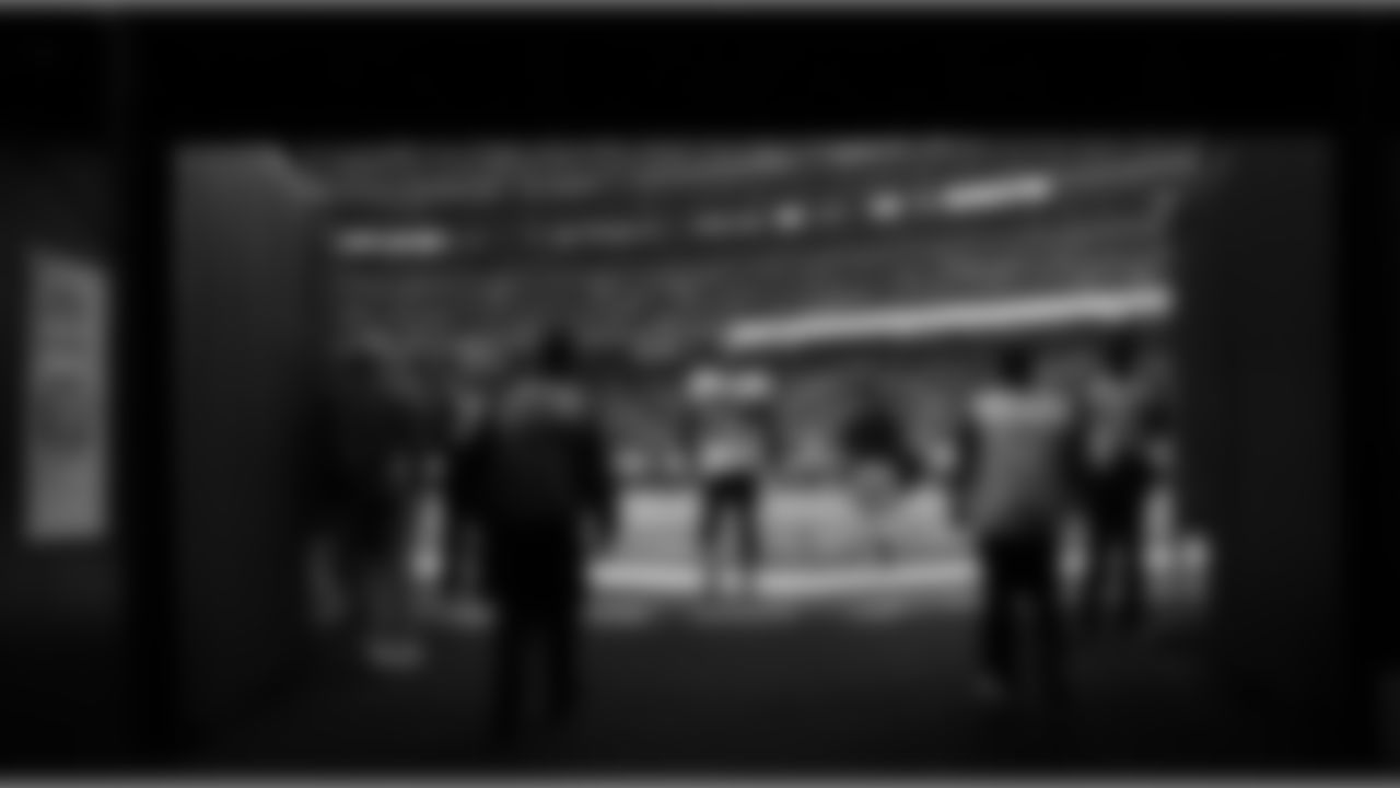 Seattle Seahawks running back Marshawn Lynch heads to the field at the Georgia Dome during a game on November 10, 2013. The Seahawks defeated the Falcons 33-10.