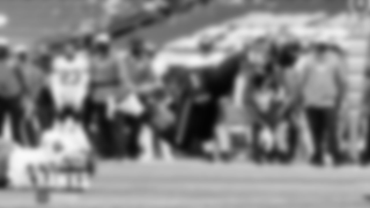 Seahawks receiver DK Metcalf is sent airborne at the end of a reception in the red zone.