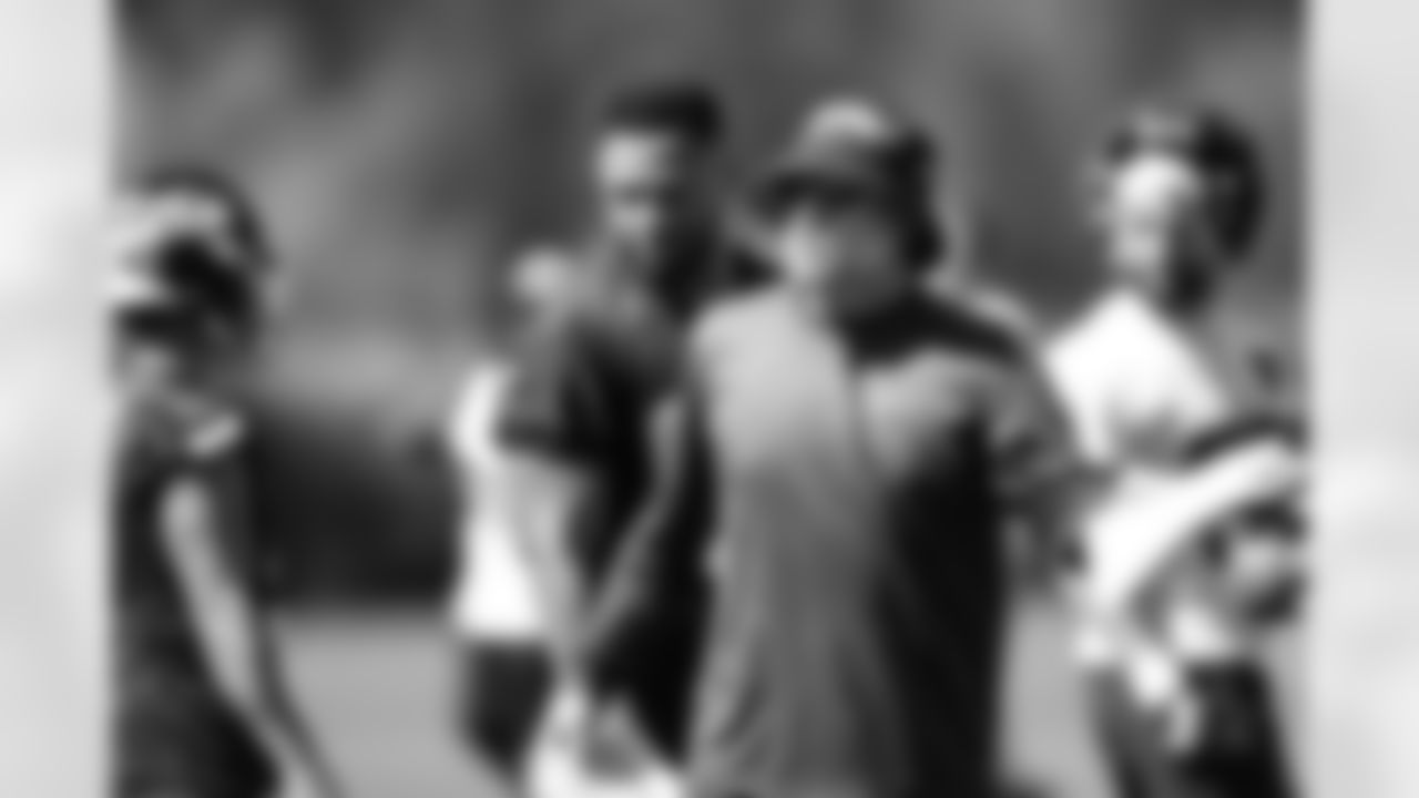 Special teams coordinator Larry Izzo at practice Wednesday at the Virginia Mason Athletic Center in Renton, Wash. on Aug. 16, 2023.
