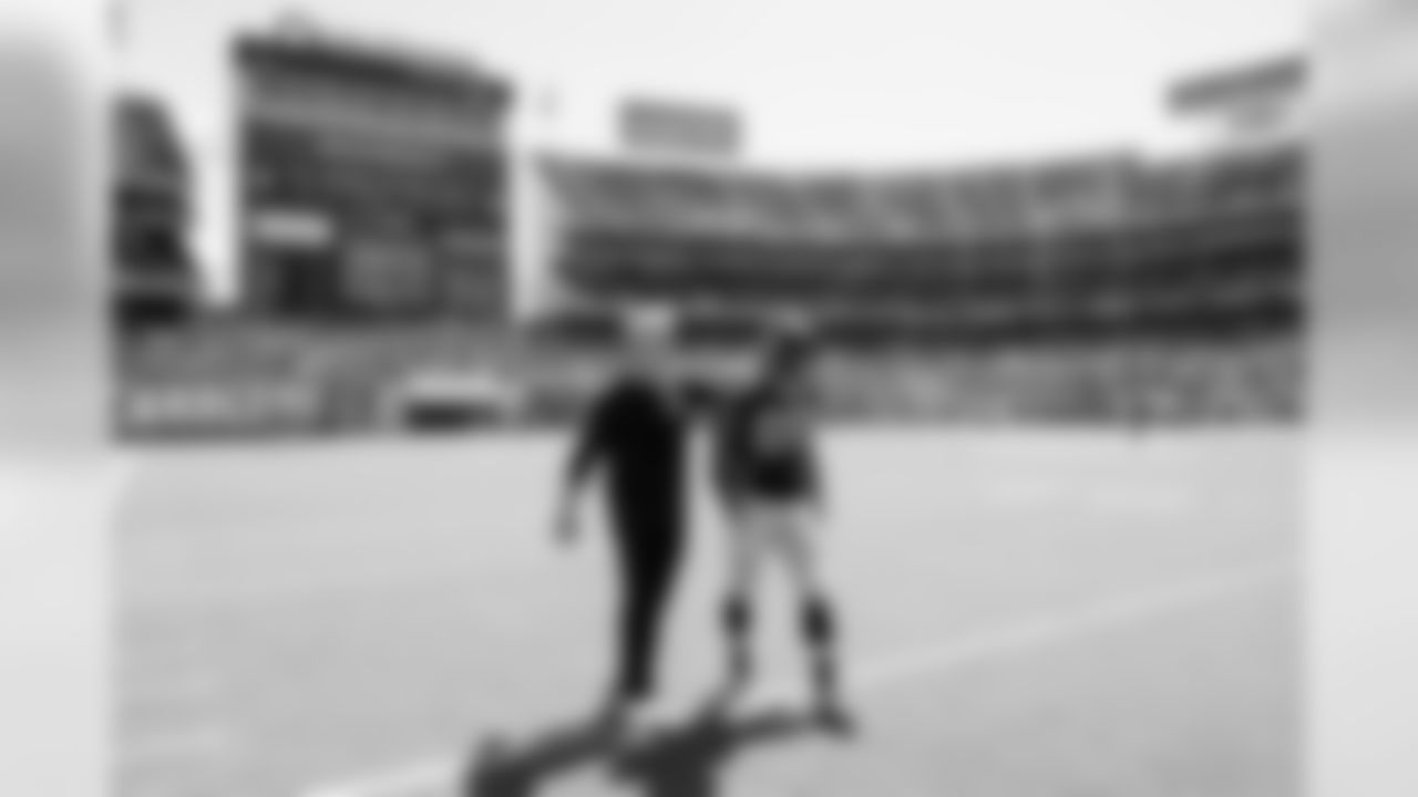 Head coach Pete Carroll and receiver Doug Baldwins are the final Seahawks leave the field after pregame warmups.