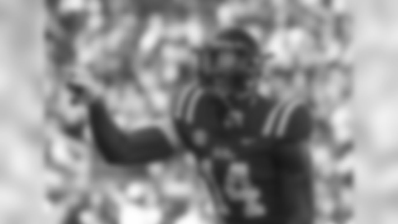 Mississippi wide receiver D.K. Metcalf (14) gestures before a play during the first half of an NCAA college football game against Louisiana Monroe in Oxford, Miss., Saturday, Oct. 6, 2018. (AP Photo/Thomas Graning)
