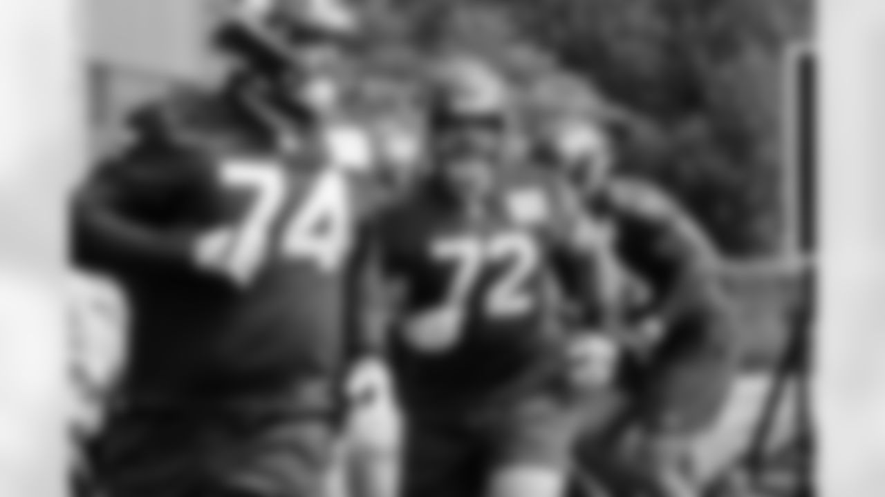 Seahawks tackle Abraham Lucas (72) participates at practice on September 4, 2023 at the Virginia Mason Athletic Center in Renton, Wash.