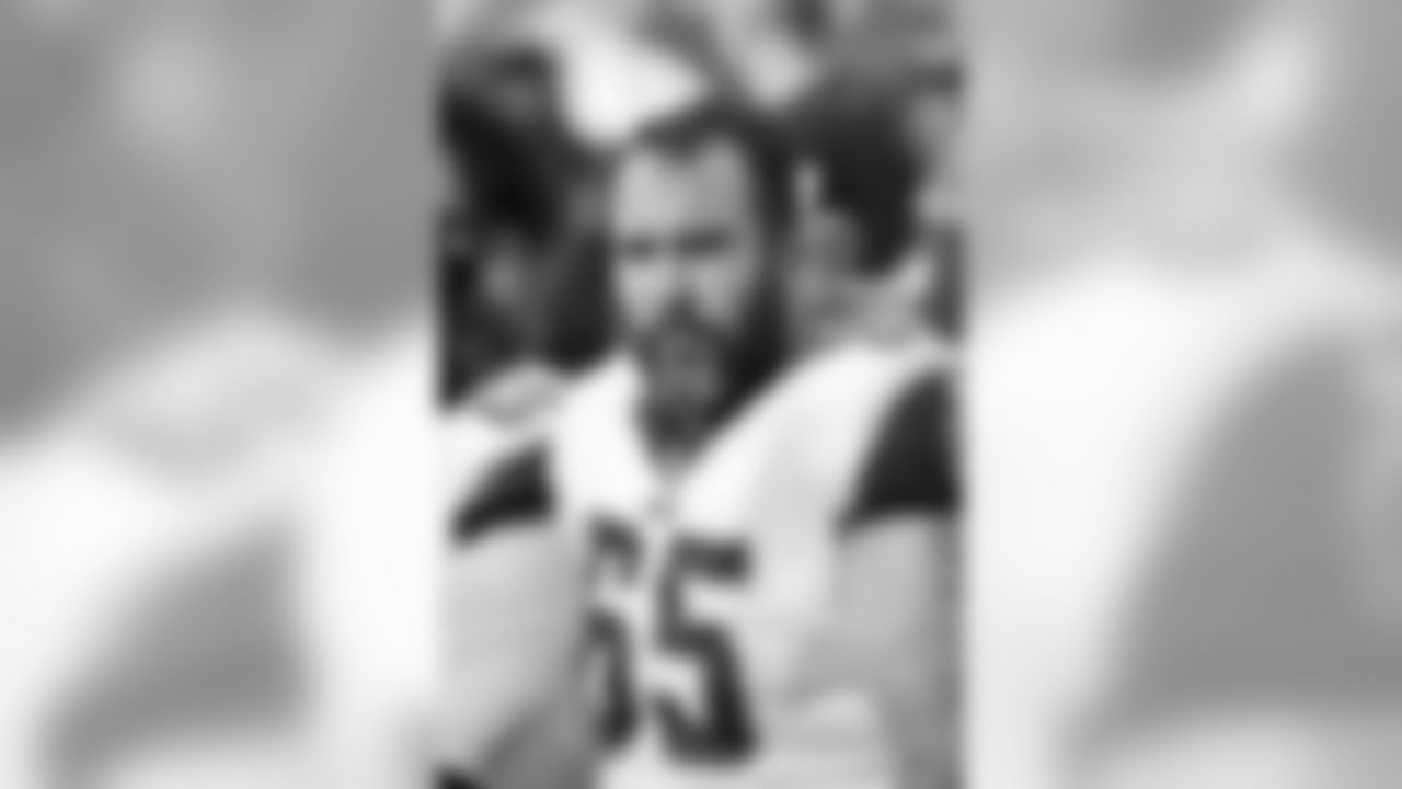Los Angeles Rams center John Sullivan looks on from the sidelines in action against the Minnesota Vikings during a NFL football game on Sunday, Nov. 19, 2017, in Minneapolis. The Vikings won, 24-7. (G. Newman Lowrance via AP)