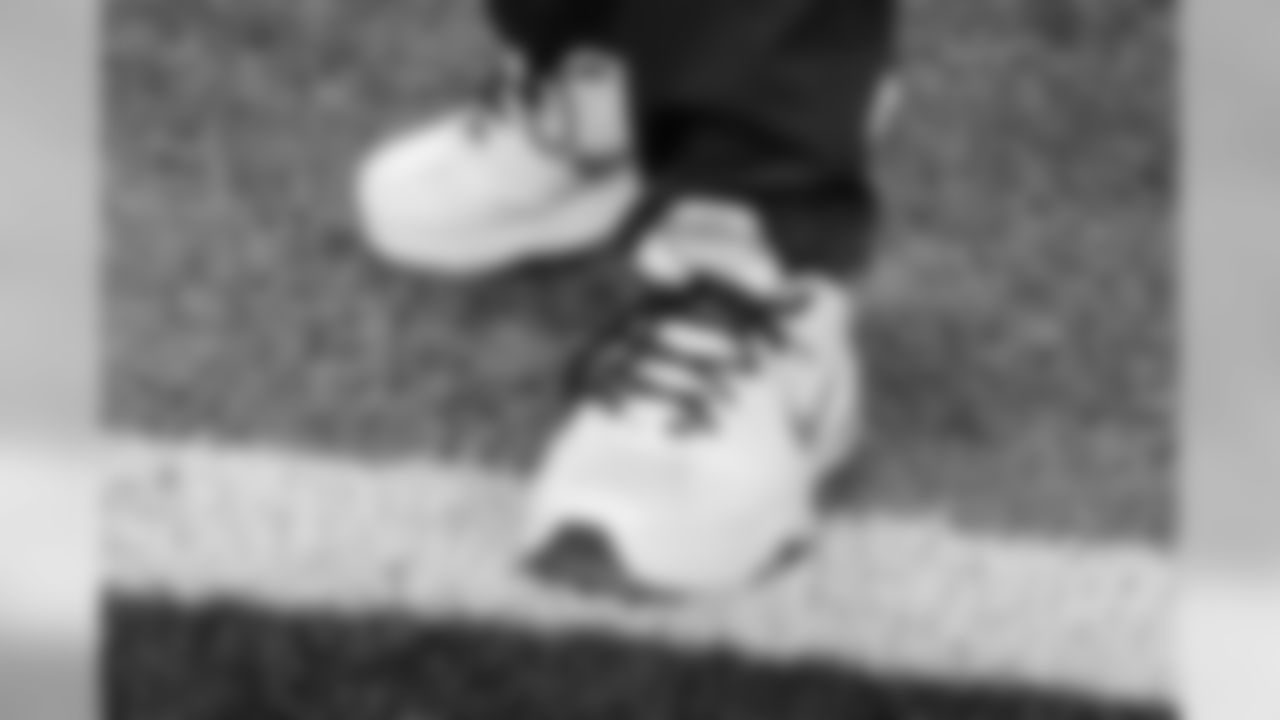 Head coach Pete Carroll wore black shoe laces with his signature Nike Air Monarchs to raise awareness about gang prevention and youth violence as part of the "My Cause, My Cleats" initiative at Sunday night's game.