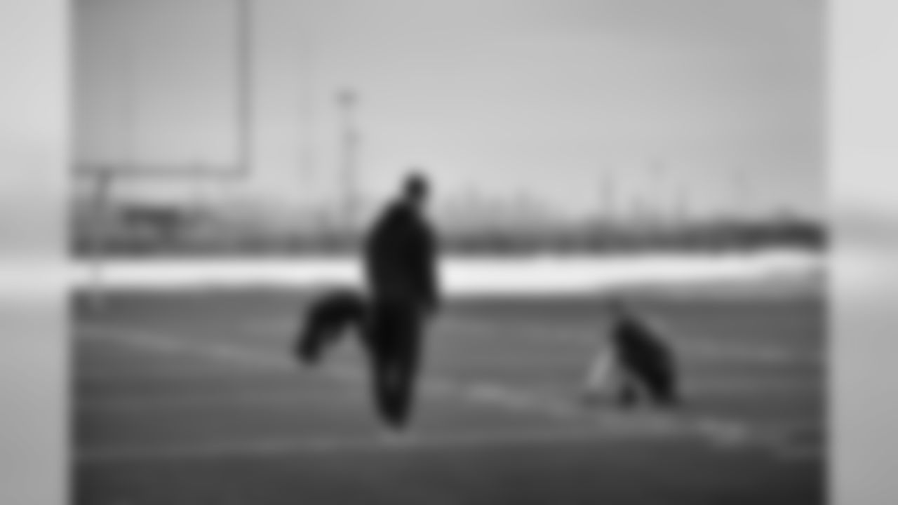 While the rest of team practiced on the one indoor field, Seattle specialists found room on an outdoor field cleared of snow, then practiced field goals with a view of the New York skyline off in the distance.