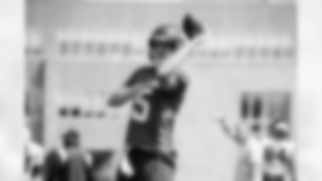 Seahawks quarterback Holton Ahlers (15) at practice at the Virginia Mason Athletic Center in Renton, Wash. Aug. 24, 2023.