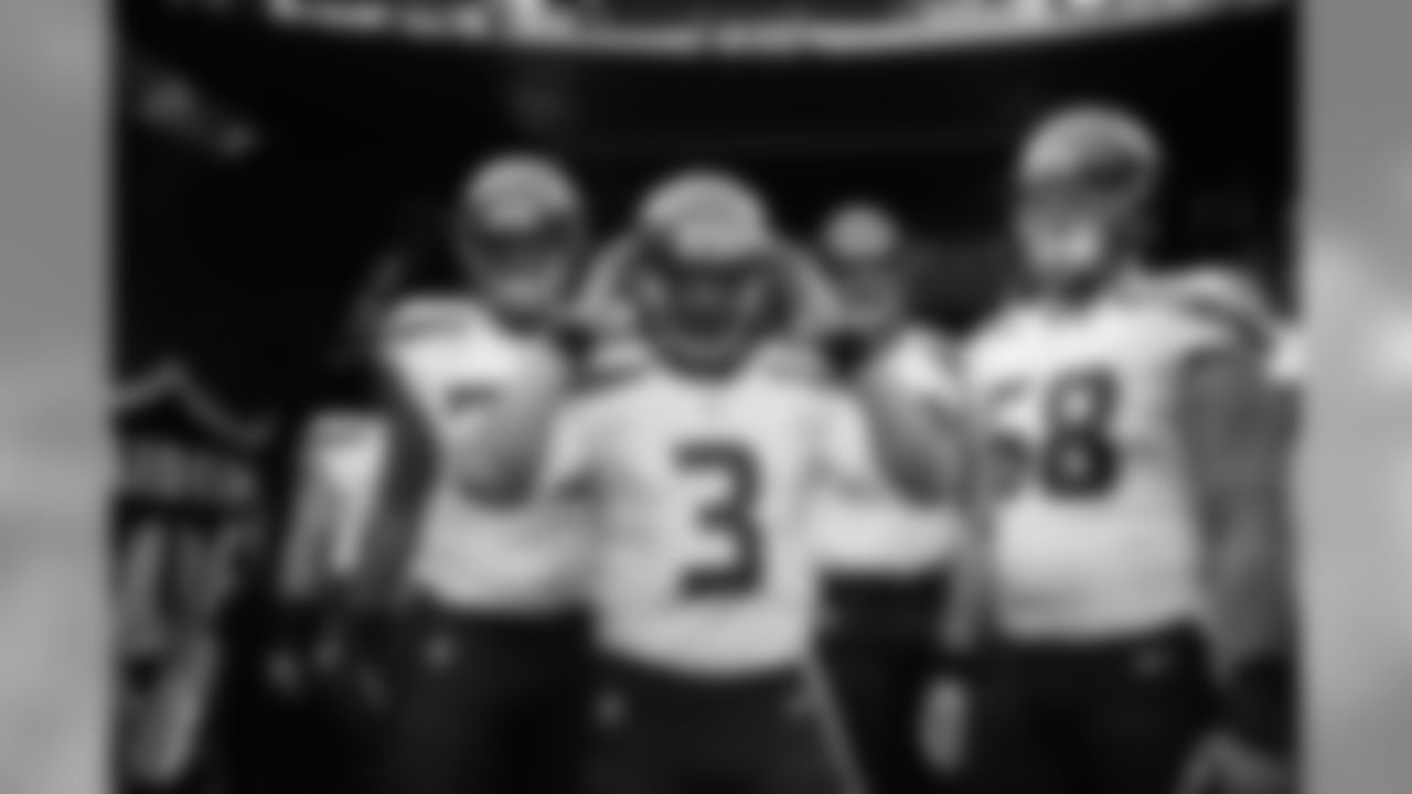 Seattle Seahawks quarterback Russell Wilson prepares to lead the team out to the field in Oakland during a preseason game on September 1, 2016.