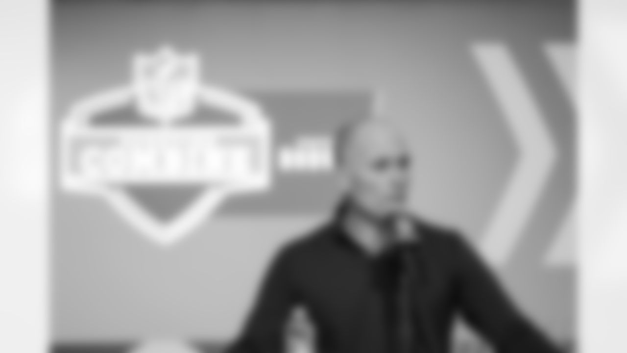 Baltimore Ravens general manager Eric DeCosta speaks during a press conference on Wednesday, March 1, 2023 in Indianapolis, Indiana. (Lauren Bacho/NFL)