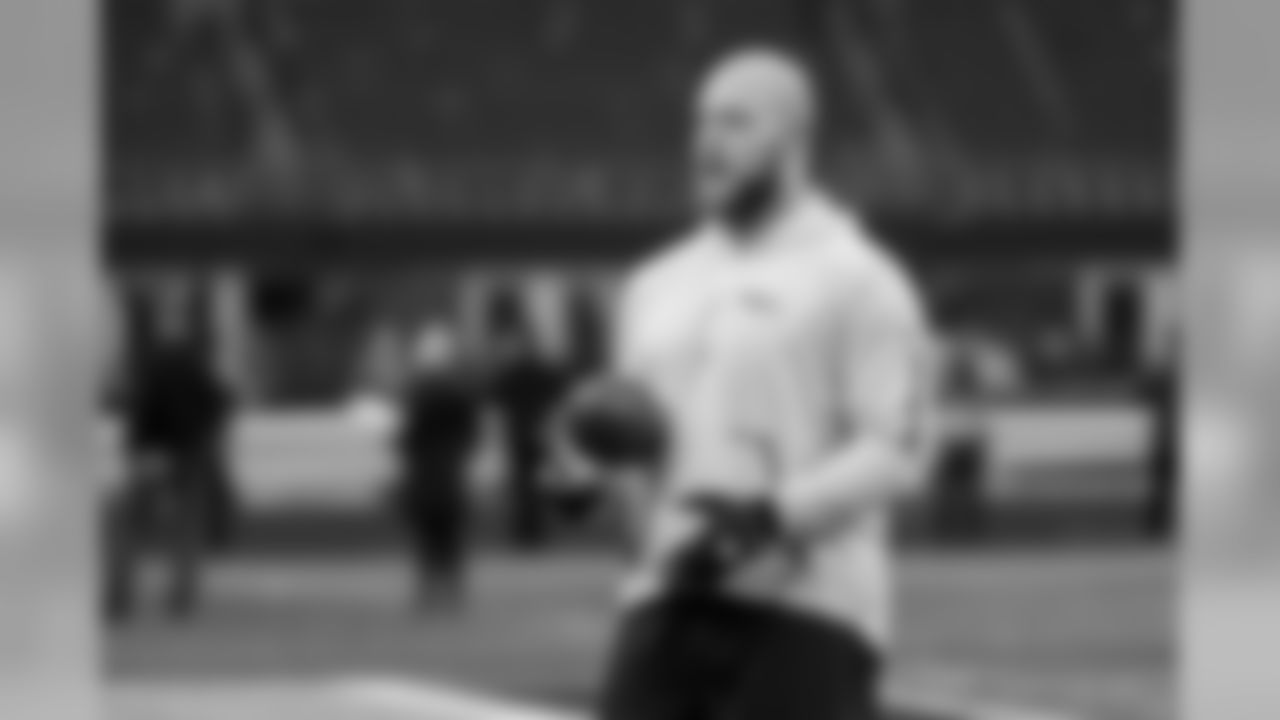 Center Justin Britt was on the field for his early warmups.