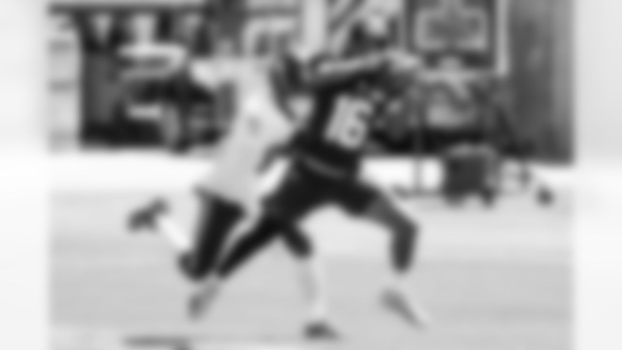 Seahawks wide receiver Tyler Lockett (16) and cornerback Michael Jackson (30) practiced on Tuesday, August 1, 2023 at the Virginia Mason Athletic Center in Renton, Wash.