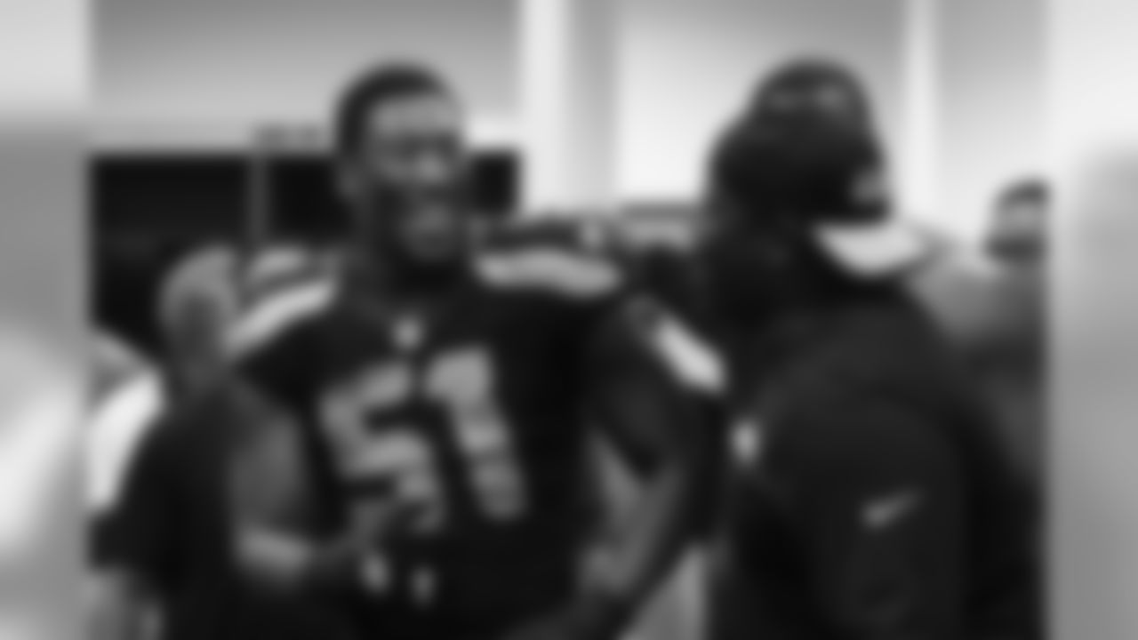 In the happy Seahawks locker room after the game, Bruce Irvin is recognized for his sack but also for his birthday which was on Sunday as well.