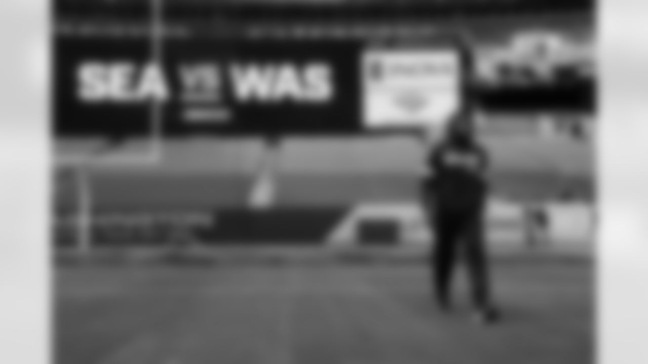 The Seahawks conduct a walk thru in Washington D.C. a day prior to their Monday Night Football game vs. the Washington Football Team.