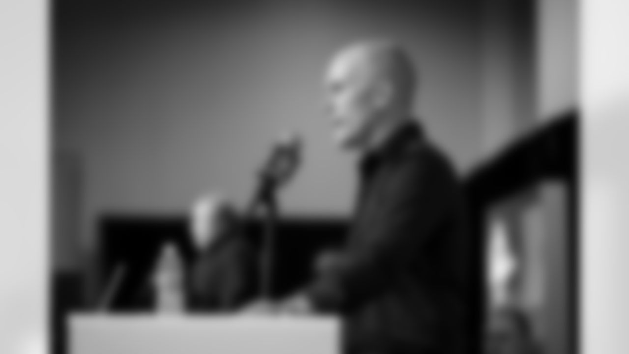 Baltimore Ravens general manager Eric DeCosta speaks during a press conference on Wednesday, March 1, 2023 in Indianapolis, Indiana. (Lauren Bacho/NFL)