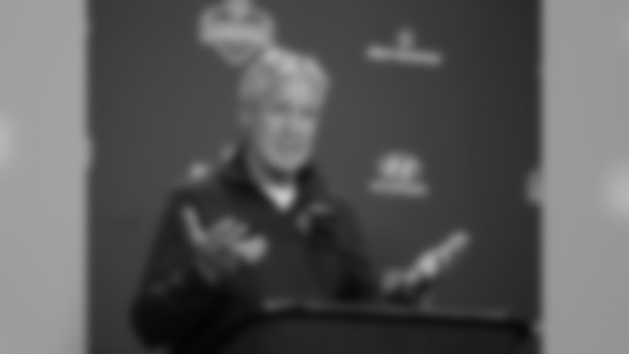 Seattle Seahawks head coach Pete Carroll responds to a question during a news conference at the NFL football scouting combine Thursday, Feb. 25, 2016, in Indianapolis. (AP Photo/Darron Cummings)