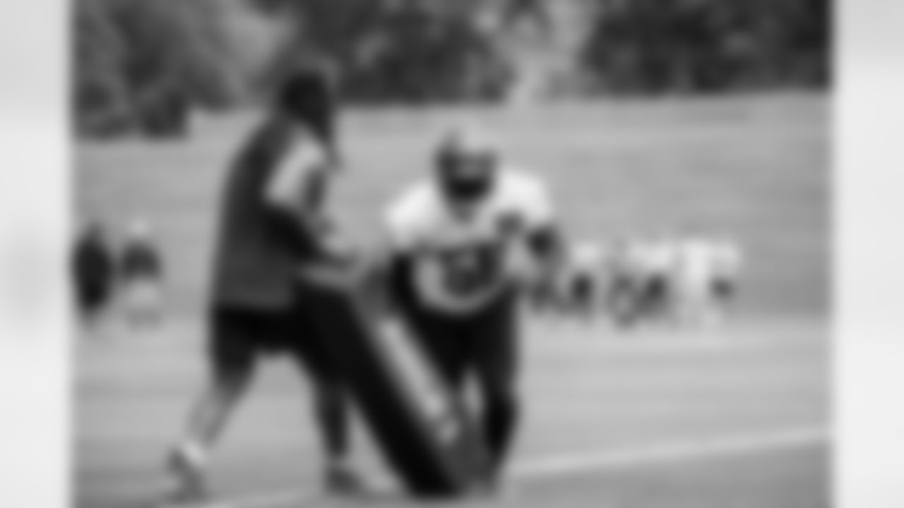 Seahawks linebacker Jordyn Brooks (56) participates at practice on September 4, 2023 at the Virginia Mason Athletic Center in Renton, Wash.