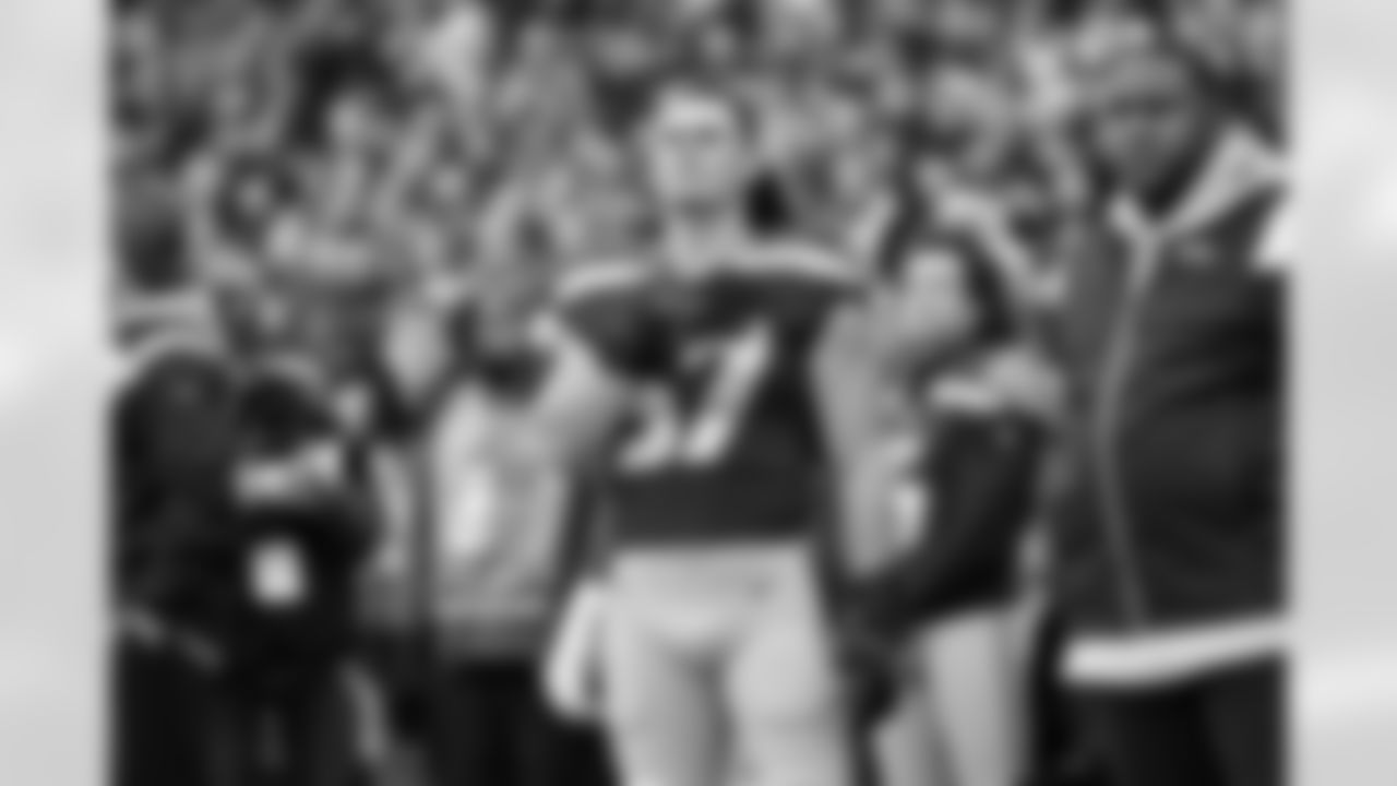 Seattle Seahawks linebacker Cody Barton (57) reacts to the pre game ceremony before an NFL football game against the Carolina Panthers on Sunday, December 11, 2022 in Seattle, Washington. (Alika Jenner/NFL)
