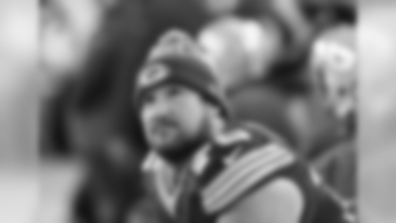 Green Bay Packers tackle Bryan Bulaga (75) watches play during an NFL football NFC wildcard playoff game Jan. 8, 2017 against the New York Giants in Green Bay, Wis. (Al Messerschmidt via AP)