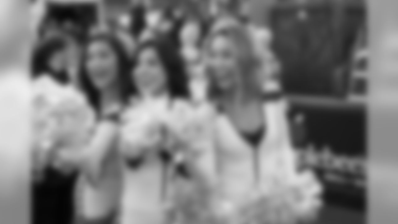 Jessica alongside Sea Gals Althea and Kiana on set of the Monday Night Football pregame show.