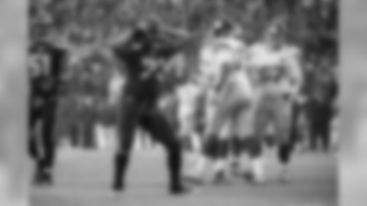 Michael Bennett does his best Brandon Mebane imitation on a sack dance after corralling Eli Manning in the fourth quarter.