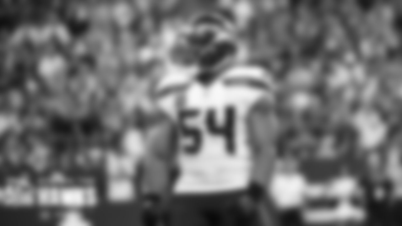 Seahawks defensive captain Bobby Wagner celebrates a tackle for loss.