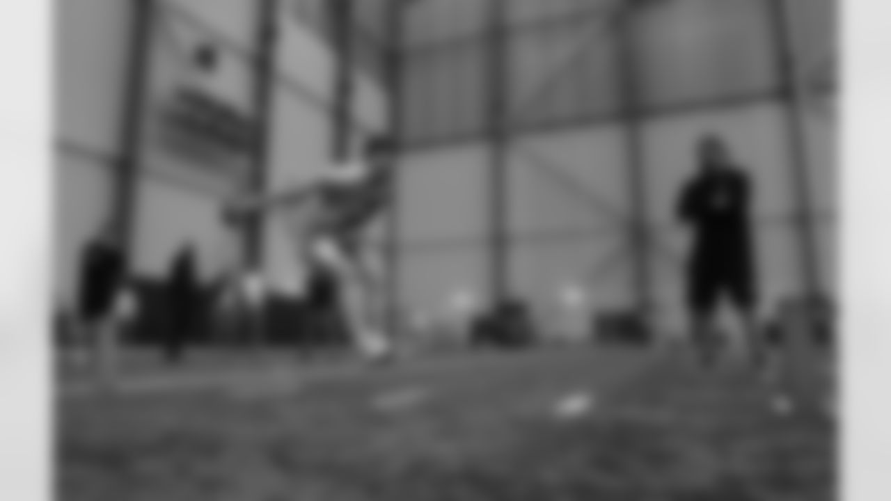 Media members and social media stars compete in the Seahawks Media & Influencer Combine on March 22, 2022.