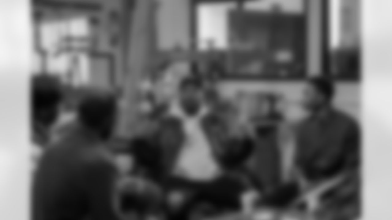 Seahawks legends discuss various real word topics at Two Kick Coffee in Seattle for a new video series, "Talking Shop."