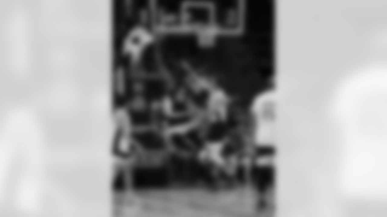 Seattle celebrities, including several members of the Seahawks 2013 Super Bowl team, play in a Champions of Change basketball game at the Climate Pledge Arena on June 26, 2022.