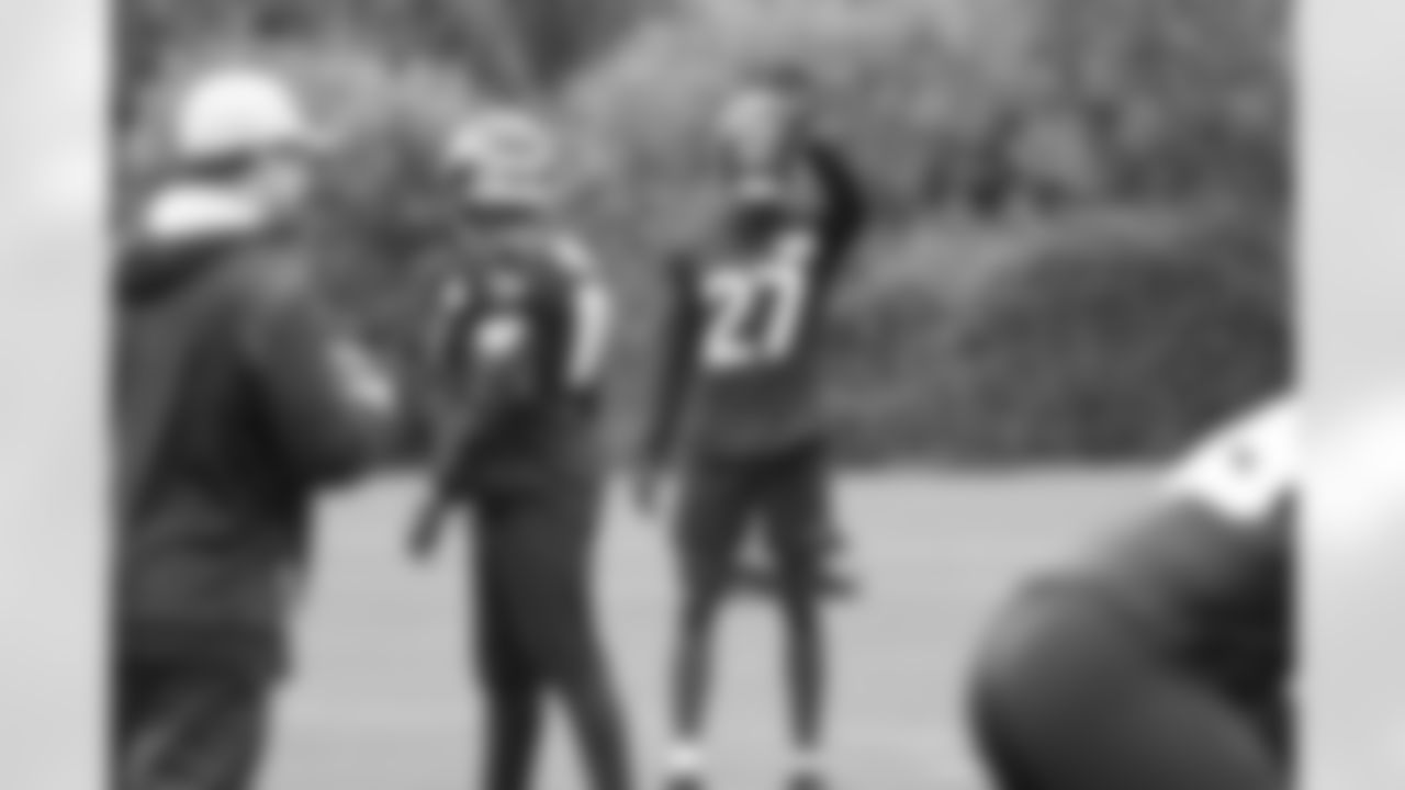 Seahawks players practice at the Virginia Mason Athletic Center in Renton on October 5, 2022.