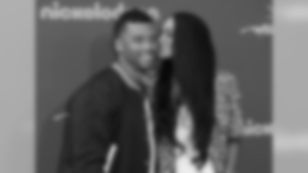 FILE - In this July 16, 2015 file photo, Seattle Seahawks football player Russell Wilson, left, and Ciara arrive at the 2015 Kids' Choice Sports Awards at Pauley Pavilion on Thursday, July 16, 2015 in Los Angeles. The couple were married Wednesday, July 6, 2016, at Peckforton Castle in Cheshire, England. (Photo by Richard Shotwell/Invision/AP, File)