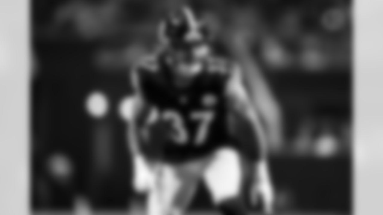 Pittsburgh Steelers safety Elijah Riley (37) during a preseason game between the Pittsburgh Steelers and the Atlanta Falcons, Thursday, Aug. 24, 2023 in Atlanta, GA. (Karl Roser / Pittsburgh Steelers)